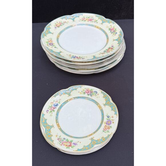Johnson Bros. Pareek Oval England Gold Trim 3 Bread Plates & 8 Dinner Plates OS5